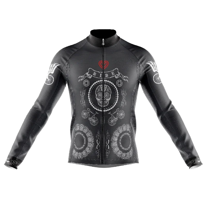 athletic style hoodieSkull & Gears Slate Grey Long Sleeve Cycling Jersey