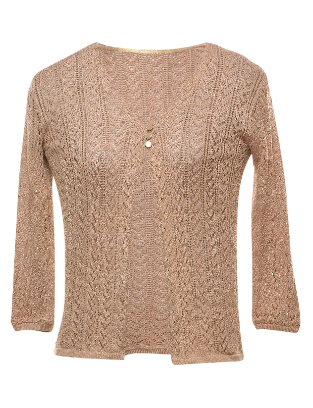 Light Brown Crochet Cardigan - S