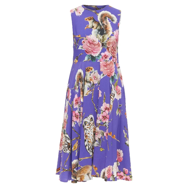 classic fit-and-flare dressDolce Gabbana squirrel garden floral print cocktail dress