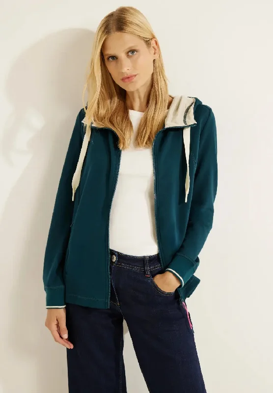 sleek zip-up hoodieCecil Sporty Hooded Jacket, Deep Lake Green