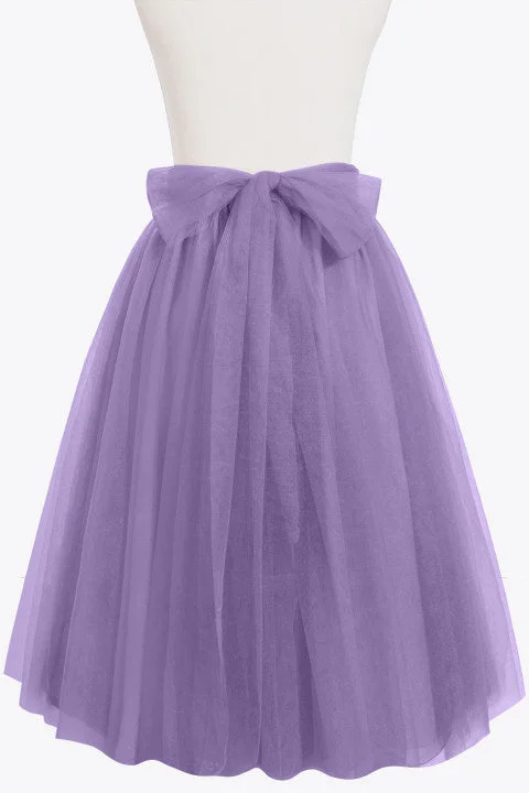 sleek dressLavender Tulle Bow Back A-Line Short Skirt