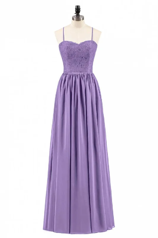 sophisticated dressPurple Spaghetti Straps A-Line Long Bridesmaid Dress