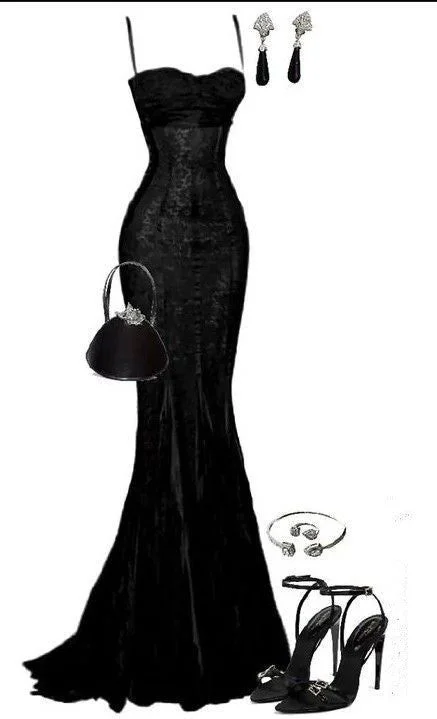 wrap dressSexy Black Lace Mermaid Evening Dress Classy Prom Dress Y7836