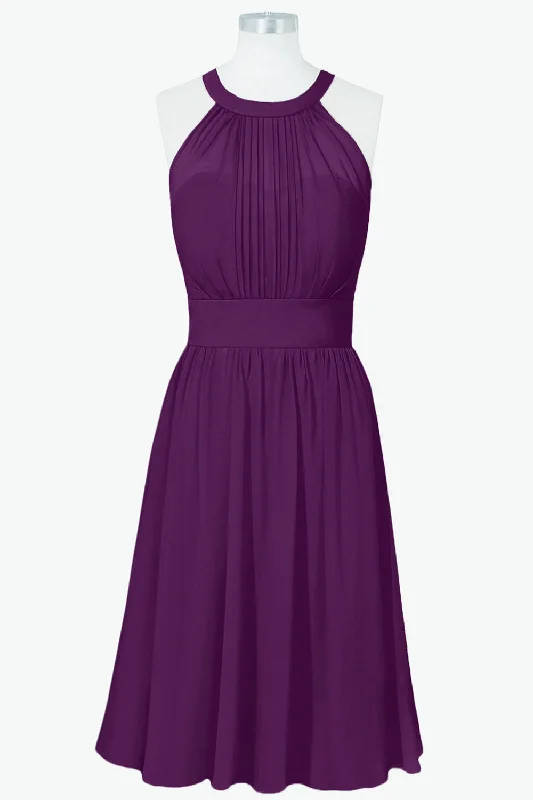 comfy dressScoop Purple Chiffon A-line Short Bridesmaid Dress