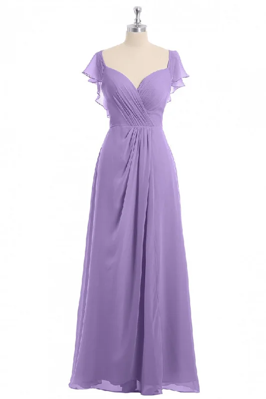 summer dressLavender Sweetheart Ruffled A-Line Long Bridesmaid Dress