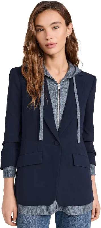 Cinq a Sept Women's Sweater Knit Khloe Blazer, Navy/Heather Grey, 2