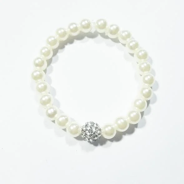 floral dressHeart Me Crystal & Ivory Freshwater Pearl Bracelet