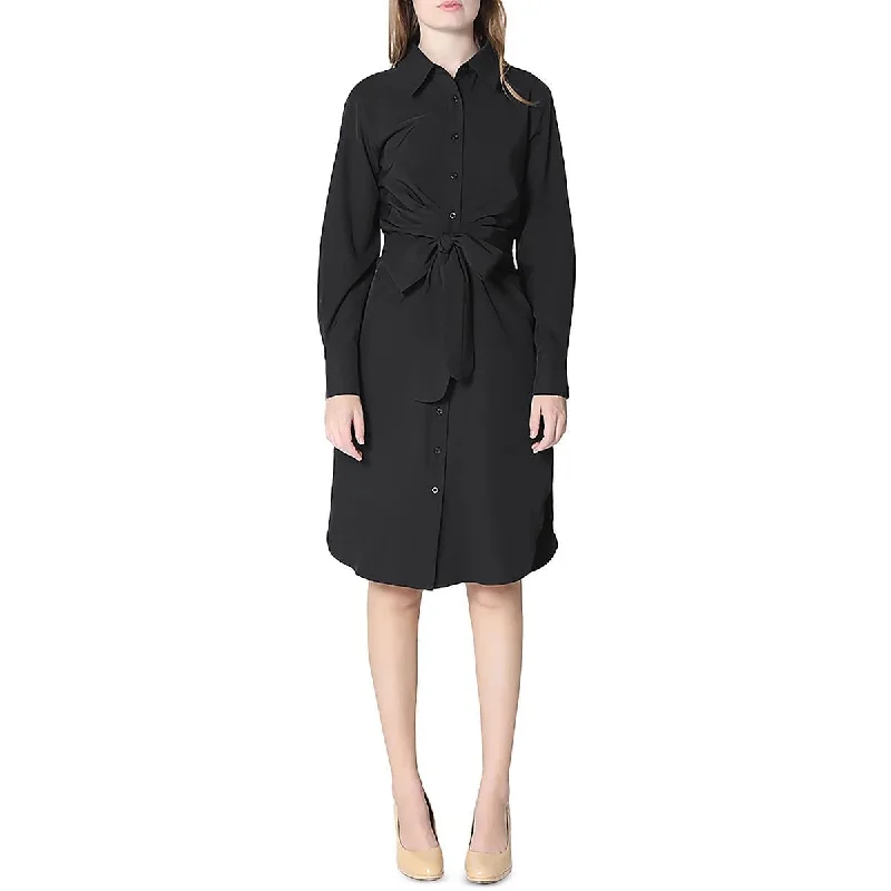 party dressWomens Solid Point Collar Shirtdress