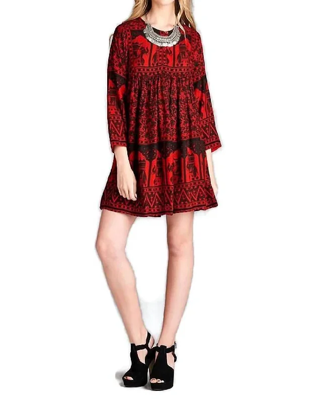 sleeveless dressIndia Print Dress In Red