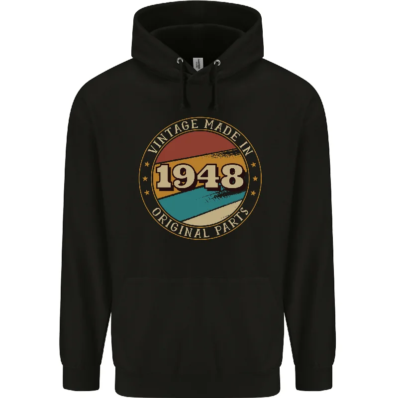 chic hoodie76th Birthday  Vintage Made In 1948 Mens 80% Cotton Hoodie