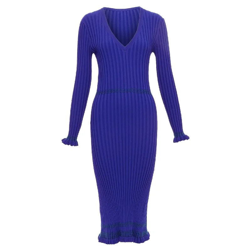 mini dressAltuzarra Topstitch Ribbed Bodycon V Neck Dress