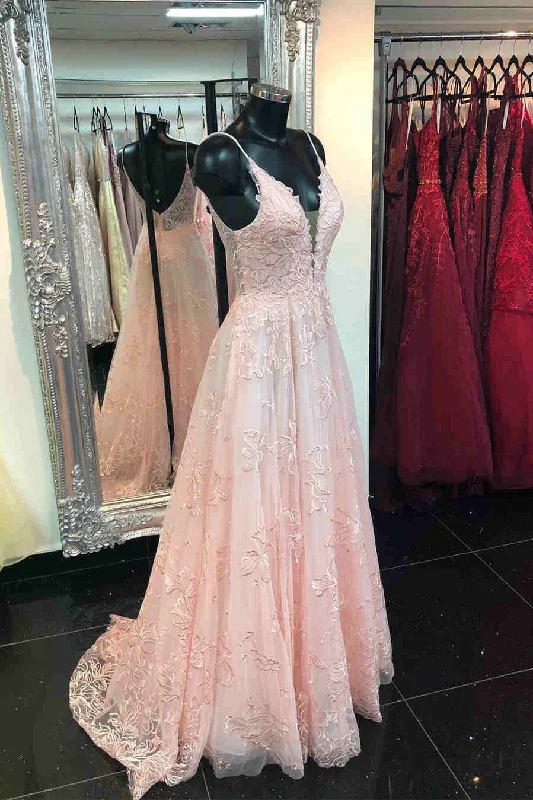 bohemian dressDeeep V-neck Embroidery Pink Long Prom Dress