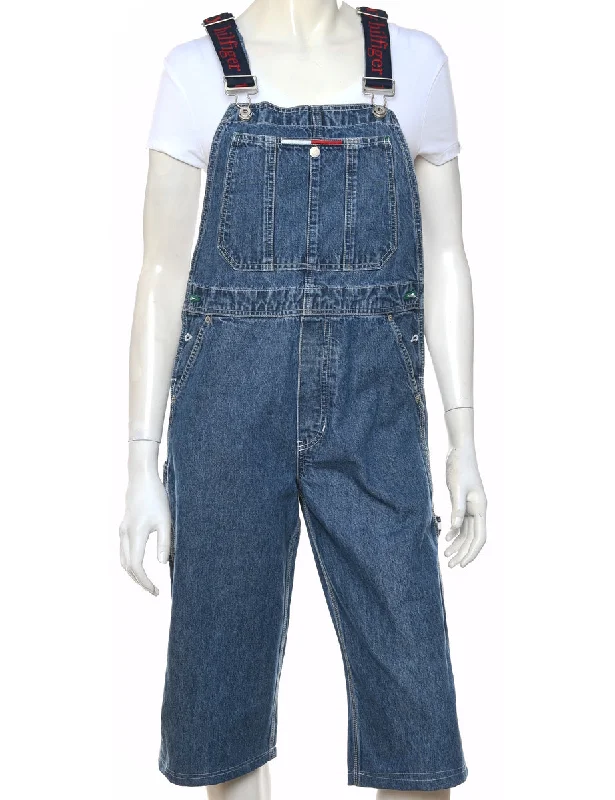 Tommy Hilfiger Medium Wash 1990s Cropped Dungarees - W32 L17