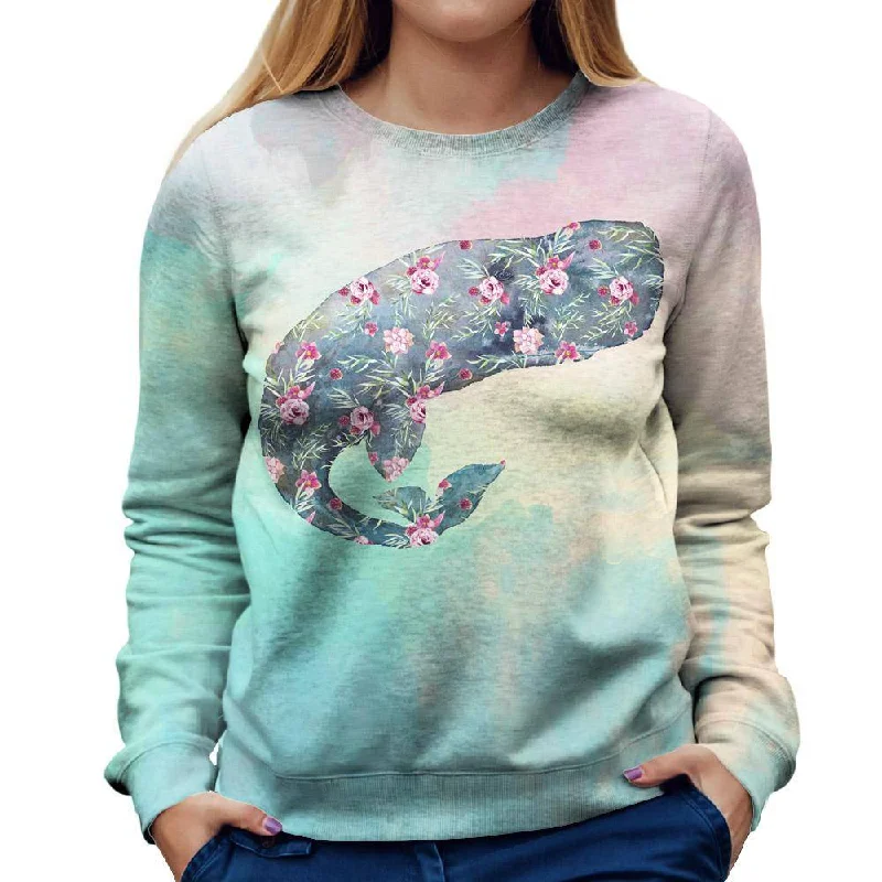 eco-friendly sports hoodieFlower Whale Womens Sweatshirt