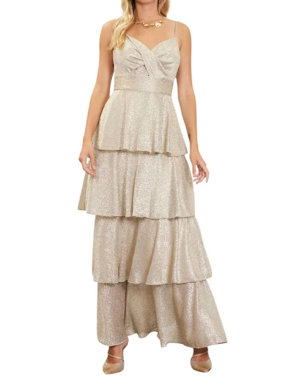 casual midi dressTiered Maxi Dress In Gold