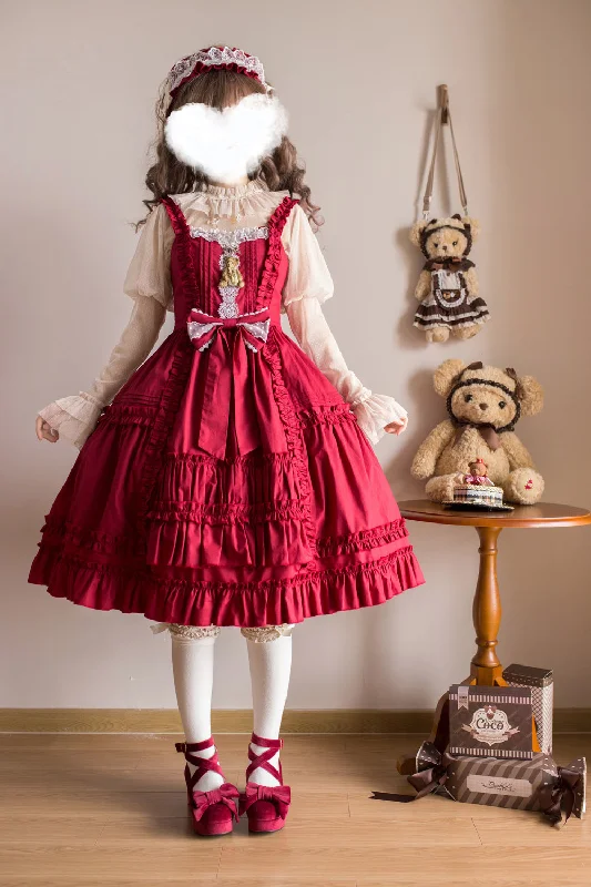 casual midi dressCheese Cocoa~Doll Story~Cotton Lolita JSK Dress Open Front Kawaii Shirt