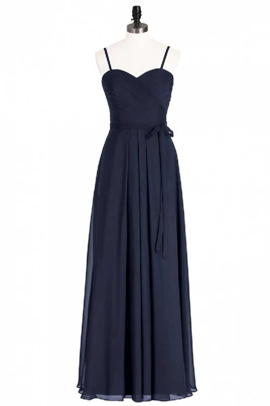 long-sleeve floral dressBlack Chiffon Sweetheart Spaghetti Straps A-Line Long Bridesmaid Dress