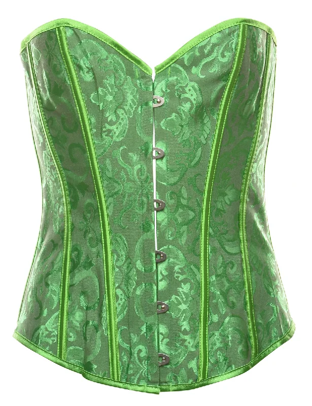 Jacquard Pattern Green Floral Corset - S