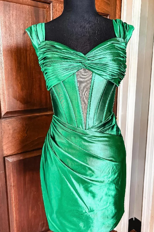 modern dressGreen Knotted Off the Shoulder Tight Party Dress