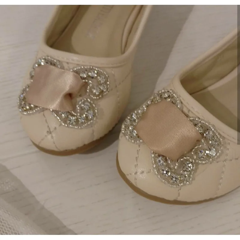 v-neck dressPetite Adele Satin Ribbon Flats In Ivory