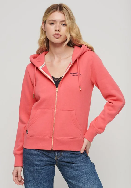 minimalist hooded sweatshirtSuperdry Womens Essential Logo Zip Hoodie, Pink