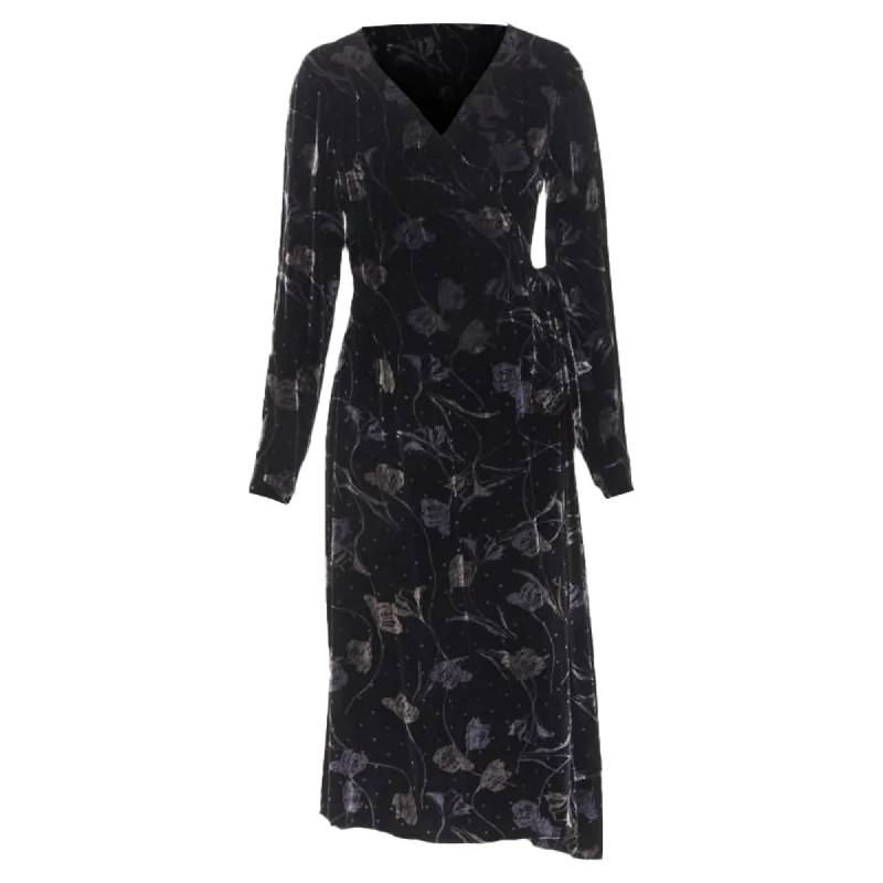 statement dressDiane von Furstenberg floral print velvet wrap dress robe