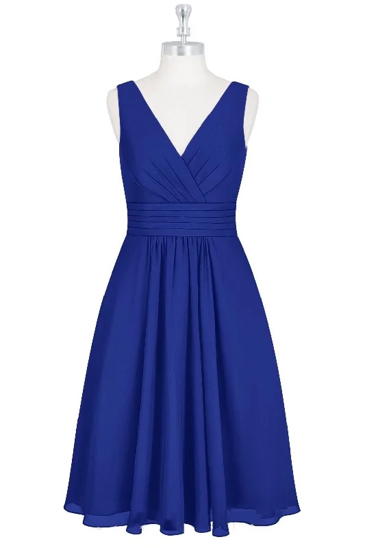 party-ready dressRoyal Blue Chiffon V-Neck Backless A-Line Short Bridesmaid Dress