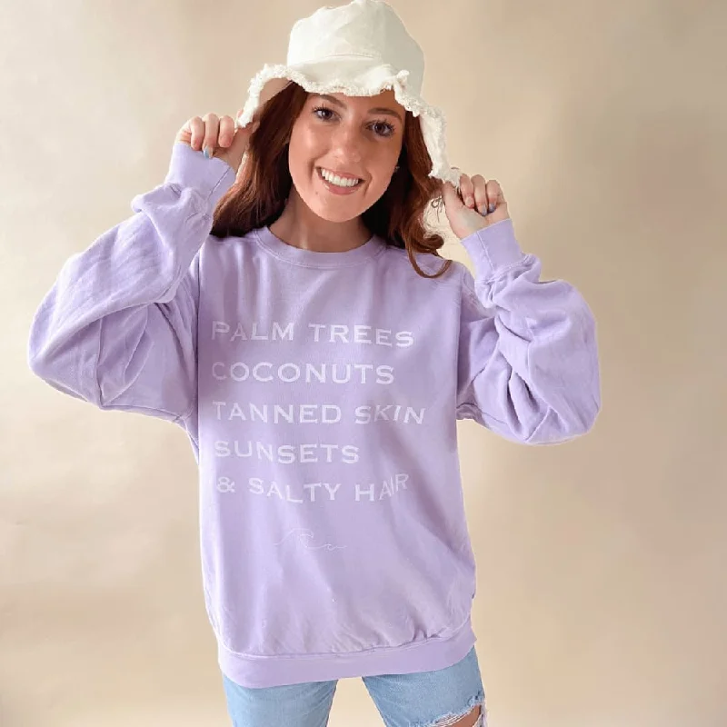 high-quality athletic sweatshirtSalty Hair Orchid Crewneck