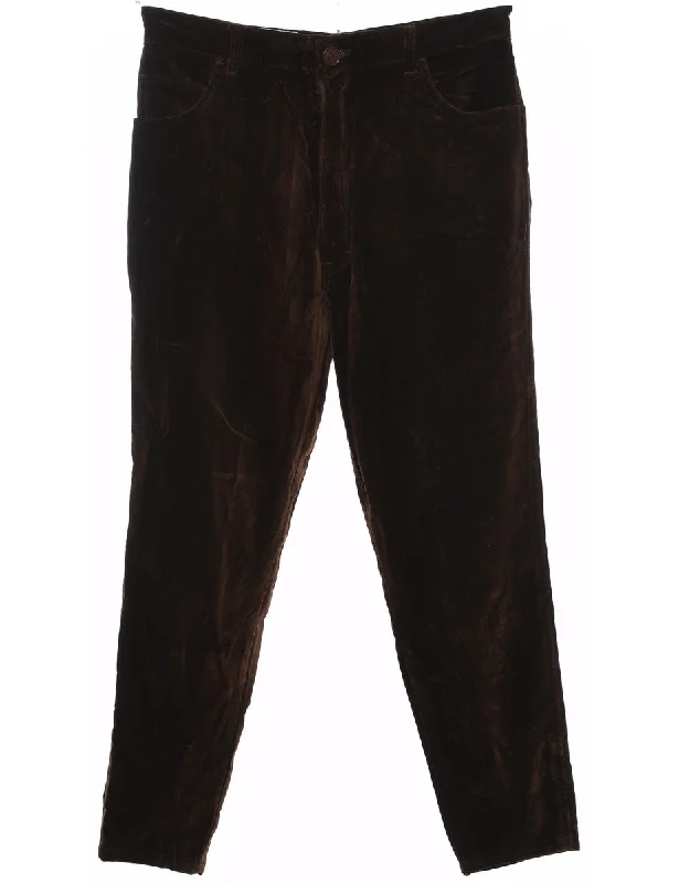 Dark Brown Velvet Trousers - W32 L27