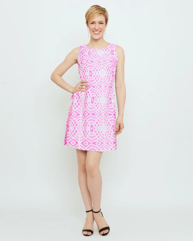 casual summer dressCapri Sheath Dress in Magenta Lattice Lace