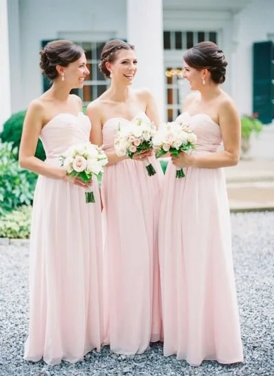 sleeveless dressElegant Sweetheart A-line Pink Long Chiffon Bridesmaid Dress