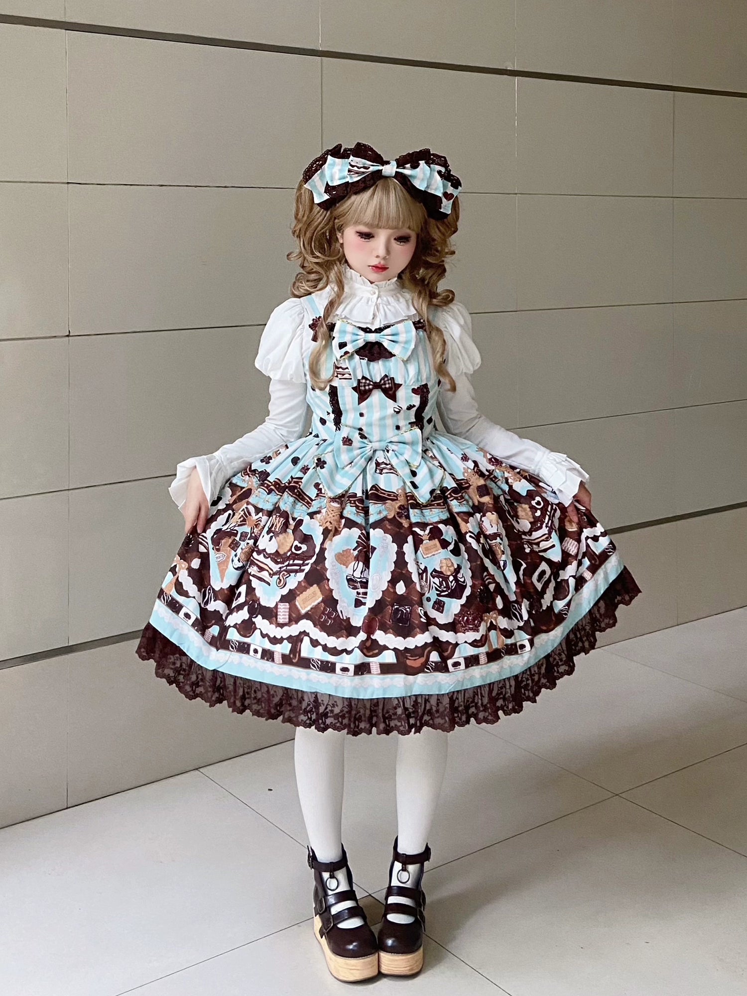 long sleeve dressNn Star~Royal Chocolate 2.0~Sweet Lolita Dress Suit Cute Print Lolita OP and JSK