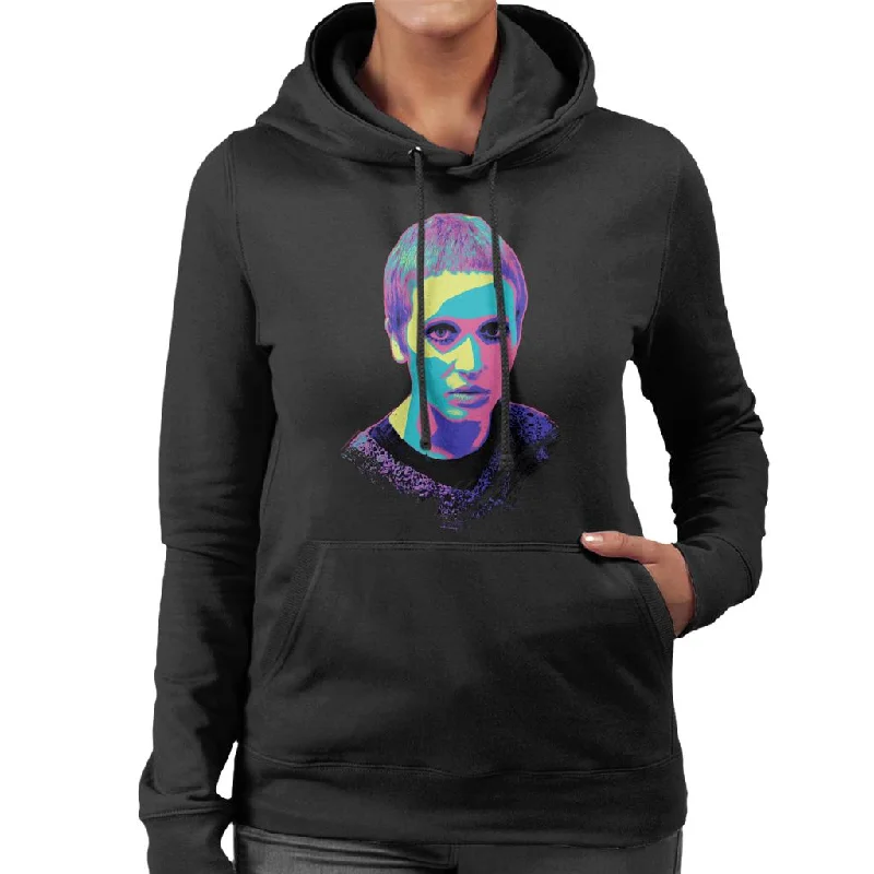 fleece hoodieTV Times Actress & Singer Julie Driscoll Pop Art Stylised Women's Hooded Sweatshirt