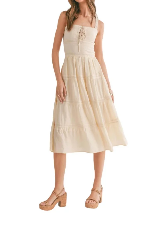 form-fitting dressGirl Crush Corset Midi Dress In Ivory