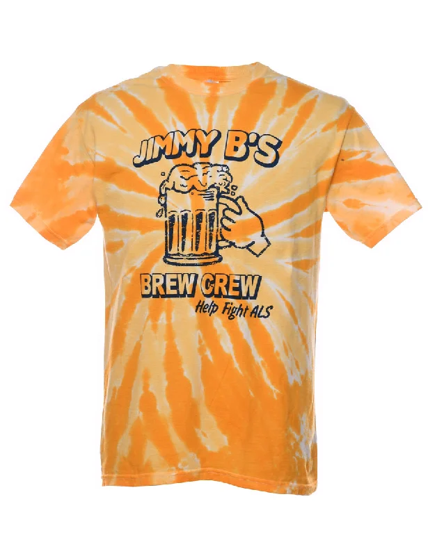 Tie Dye Yellow & Orange Jimmy B's Printed T-shirt - M