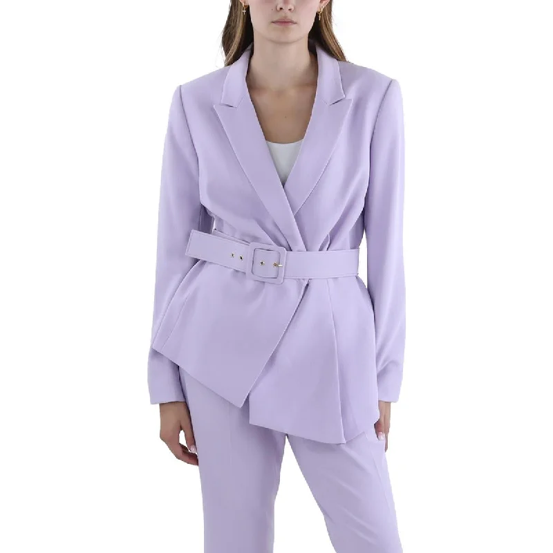 Womens Pleated Polyester One-Button Blazer