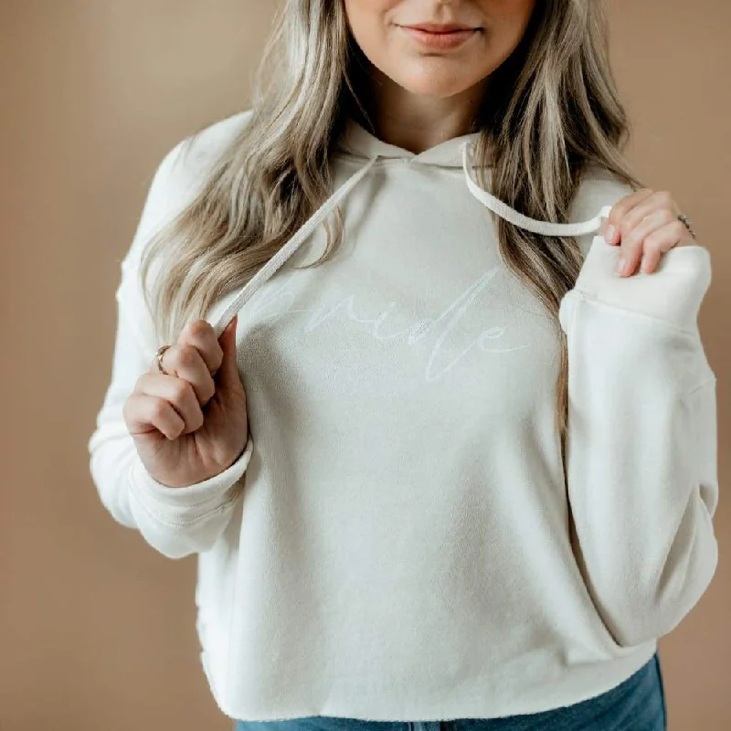 sleek sports hoodieBride (cursive) Cropped Sweatshirt