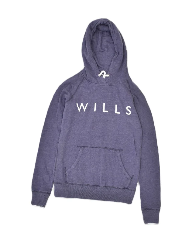 casual hoodieJACK WILLS Womens Graphic Hoodie Jumper UK 6 XS Purple Cotton