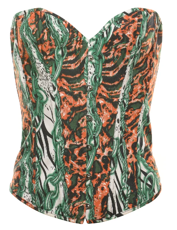 Animal & Abstract Y2K Print Boned Corset - S