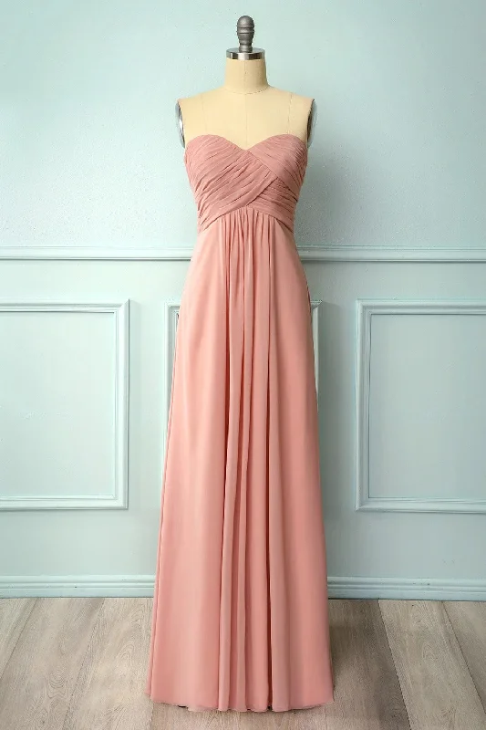 puff sleeve dressElegant Sweetheart Pleated Blush Bridesmaid Dress