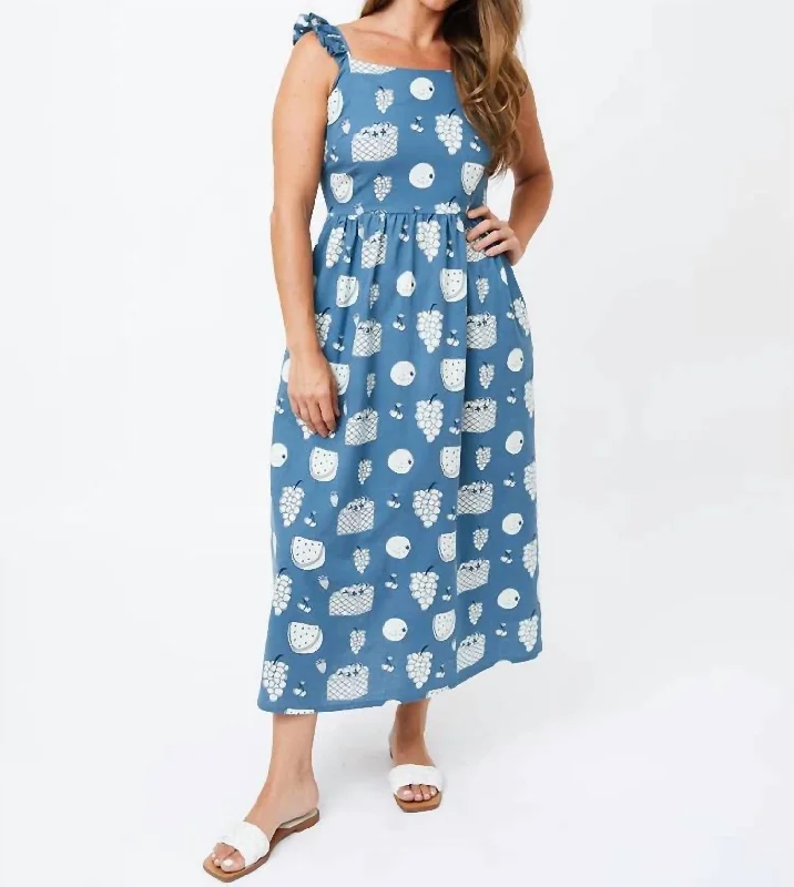 wrap-around dressRuffle Strap Dress In Fruity Blue