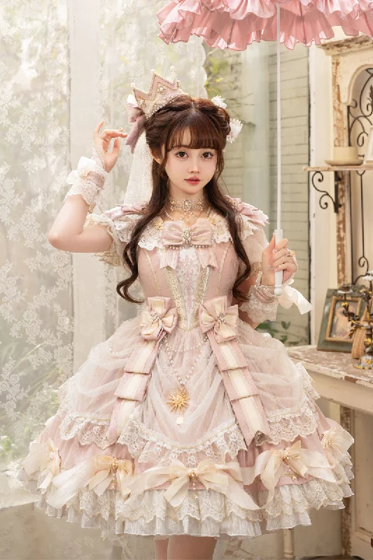 high-waisted dressAlice Girl~Girls' Day~Retro Lolita OP Dress Short Sleeve Place Style