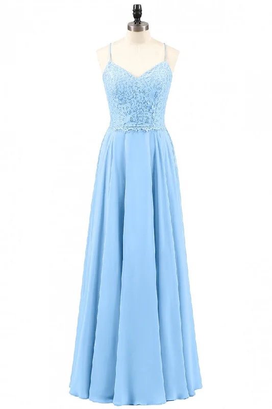 form-fitting dressLight Blue Sweetheart Lace-Up A-Line Long Bridesmaid Dress