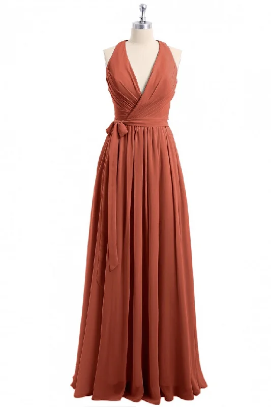 summer floral dressRust Orange Wrap A-Line Long Dress