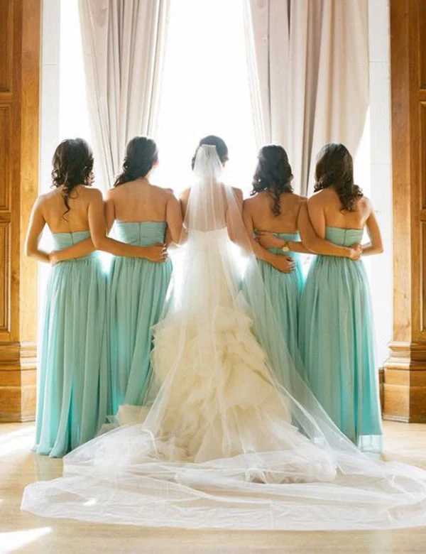 v-neck dressSimple A-Line Sweetheart Floor Length Mint Green Bridesmaid Dress