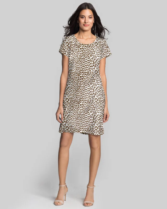 vintage-inspired dressIbiza T-Shirt Dress in Snow Leopard