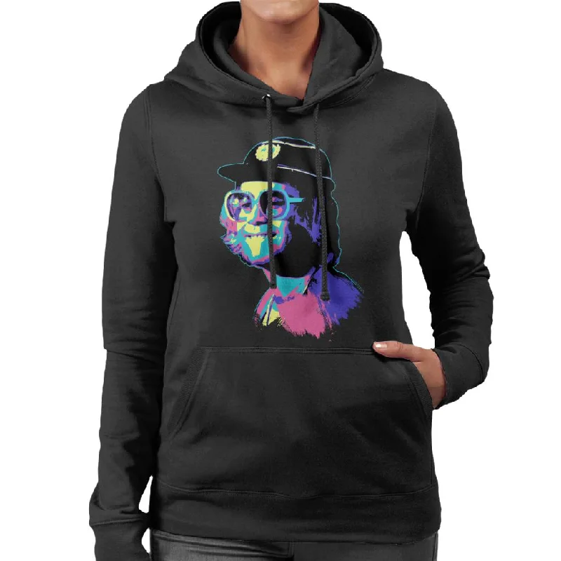 trendy zip-up hoodieTV Times Elton John At The Piano Pop Art Stylised Women's Hooded Sweatshirt