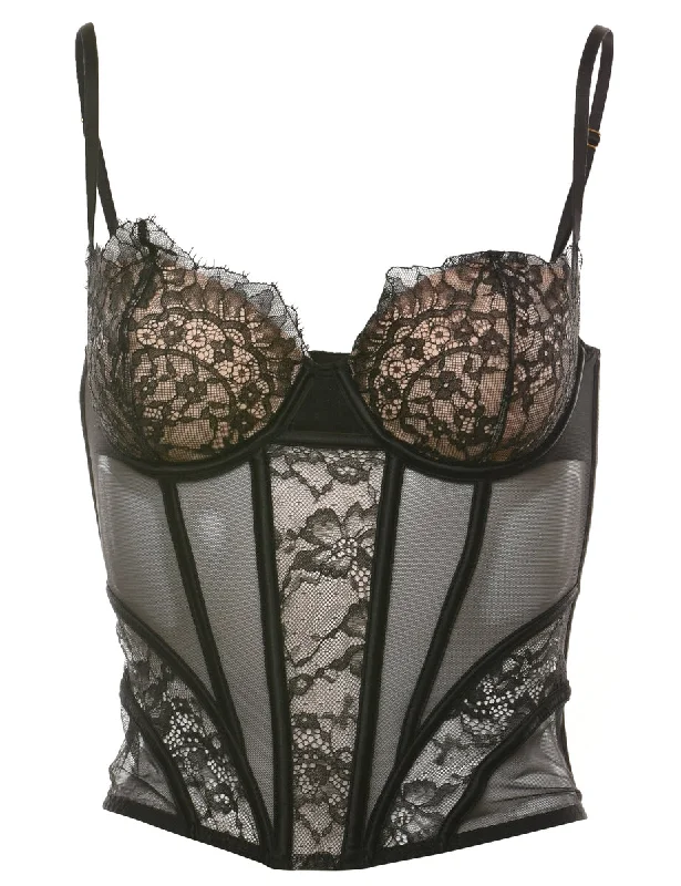 Black 1990s Classic Lace Bustier - XS