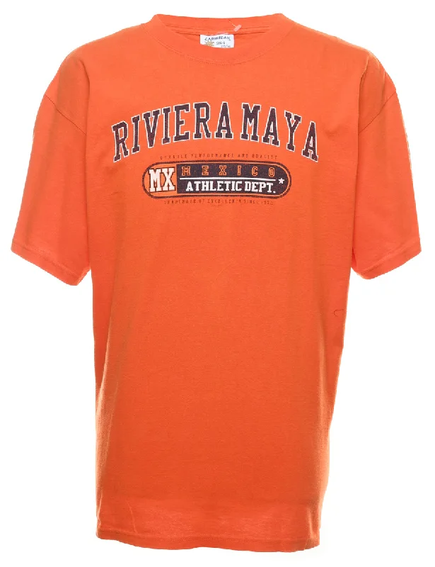 Orange Riviera Maya Orange Printed T-shirt - XL