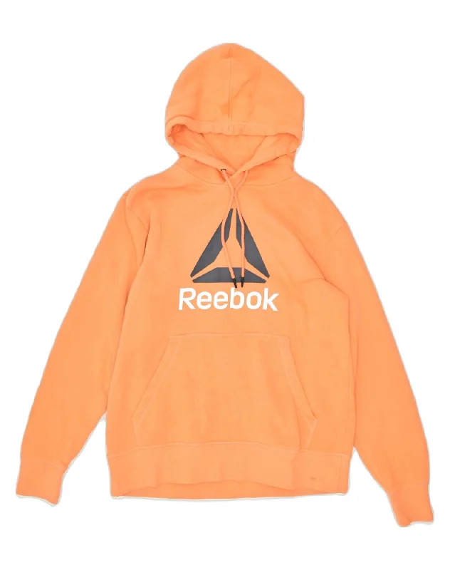 chic pullover hoodieREEBOK Womens Graphic Hoodie Jumper Small Orange Cotton